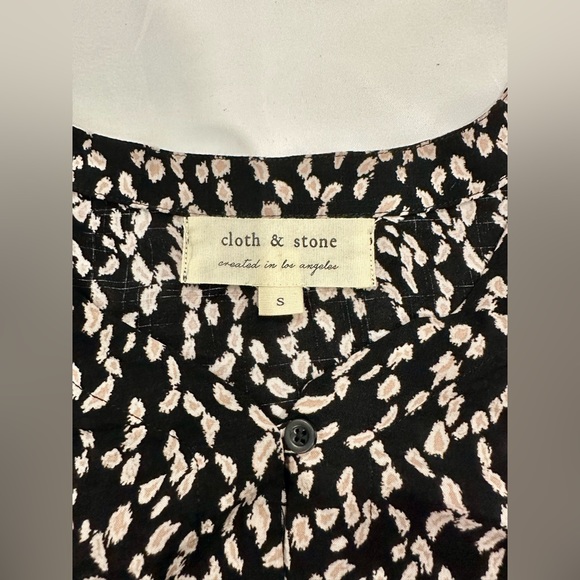 Cloth & Stone Womens Black and Tan Front Tie Flowy Top Blouse Size S EUC - Picture 8 of 12